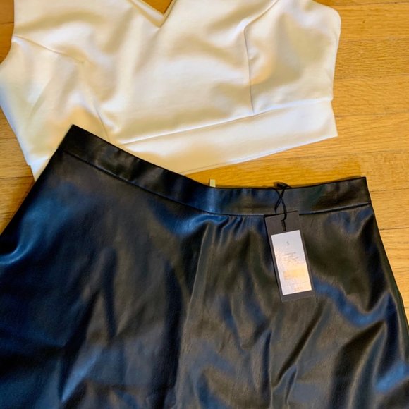 Black Faux Leather Skirt NWT - Picture 2 of 7